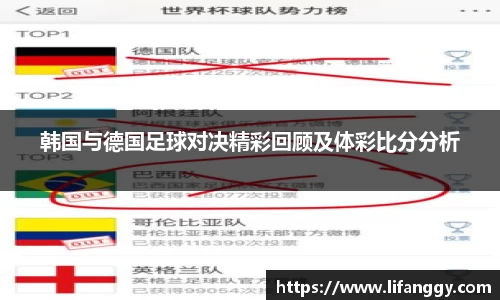 韩国与德国足球对决精彩回顾及体彩比分分析